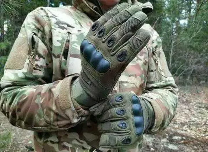 Тактические перчатки полнопалые Зеленые, размер L, Oakley / Закрытые военные перчатки - изображение 1