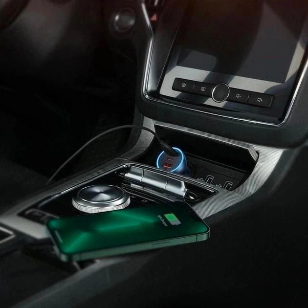 Автомобильное зарядное устройство Baseus Golden Contactor Pro Triple Fast Charger Car Charger 65W U+C+C Blue (759790) - изображение 5