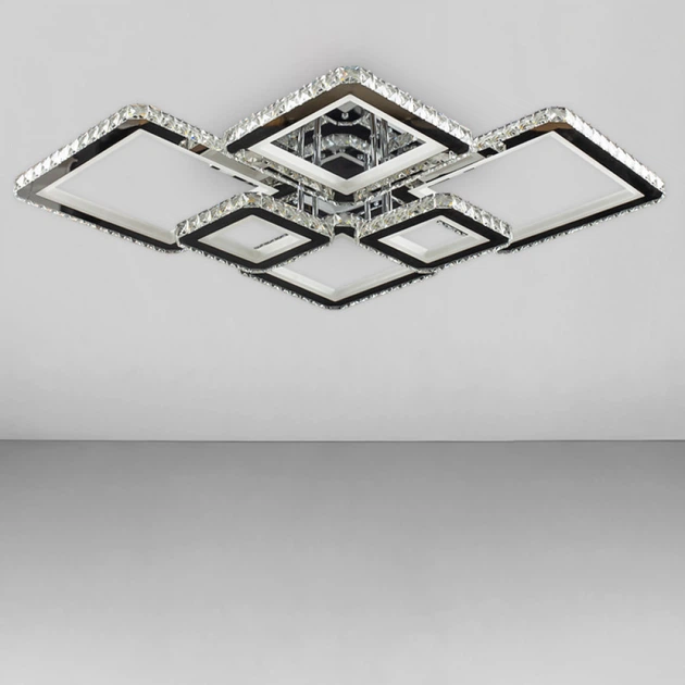 Потолочная люстра LED хрустальная 292W на 6 LED квадратов с пультом 3000-6000К SY-19376/4+2 CR Svet - изображение 7