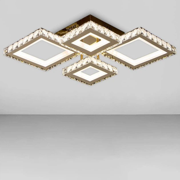 Потолочная светодиодная люстра 148W на 4 плафона LED квадрат с диммером 3000-6000К SY-201909/2+2 FG Svet - Фото 6 Потолочная светодиодная люстра 148W на 4 плафона LED квадрат с диммером 3000-6000К SY-201909/2+2 FG Svet - изображение 6