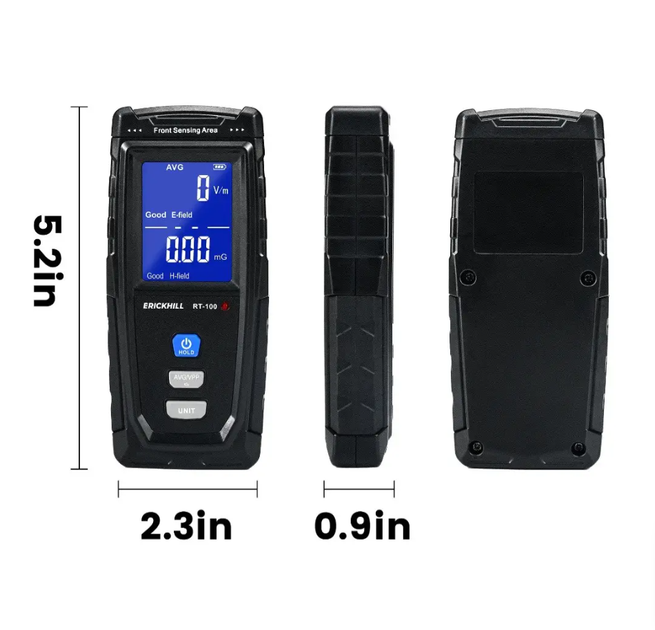 ERICKHILL RT-100 EMF Meter перезаряжаемый цифровой детектор электромагнитного излучения - изображение 4