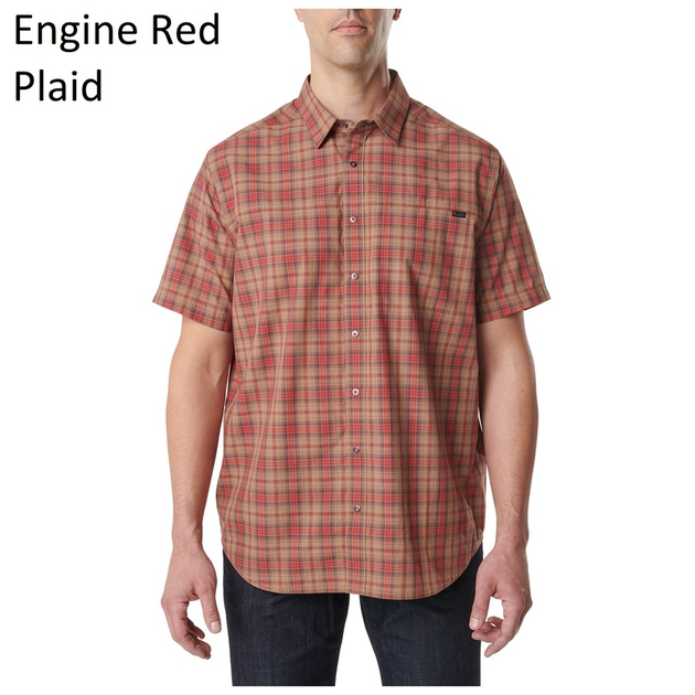 Рубашка 5.11 HUNTER PLAID SHORT SLEEVE SHIRT, 71374 Medium, Engine Red Plaid - изображение 1