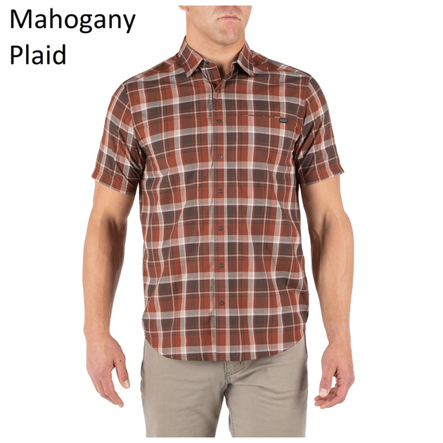 Рубашка 5.11 HUNTER PLAID SHORT SLEEVE SHIRT, 71374 Medium, Mahogany Plaid - изображение 2