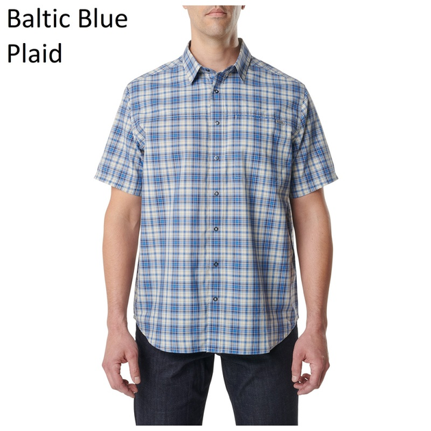 Сорочка 5.11 HUNTER PLAID SHORT SLEEVE SHIRT, 71374 Medium, Baltic Blue Plaid - зображення 1