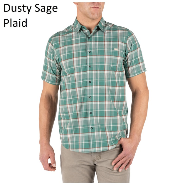 Рубашка 5.11 HUNTER PLAID SHORT SLEEVE SHIRT, 71374 Medium, Dusty Sage Plaid - изображение 2