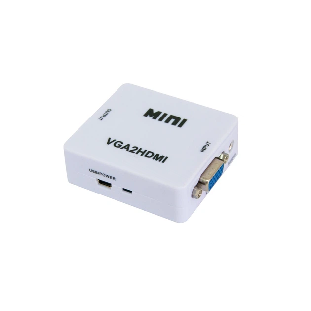 Перехідник з VGA на HDMI зі звуком MiNi VGA2HDMI Білий, конвертер vga to hdmi (1008560-White) - зображення 2