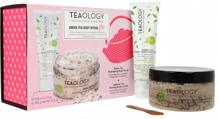 Zestaw Teaology Green Tea Body Ritual Set Krem do ciała 100 ml + Peeling do ciała 450g (8050148502746) - obraz 1