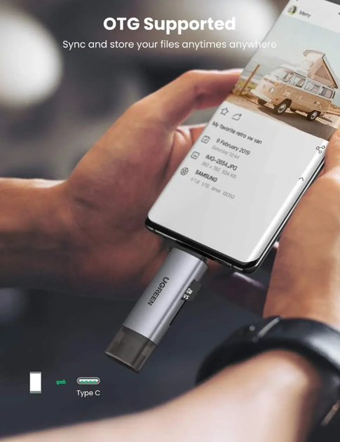 Картридер Ugreen USB Type C USB 3.0 OTG адаптер (CM185) 50706 - изображение 4