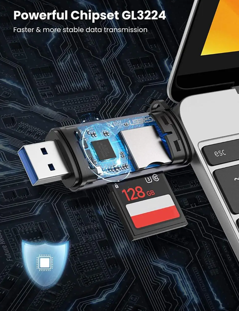 Картридер Ugreen USB Type C USB 3.0 OTG адаптер (CM185) 50706 - изображение 9