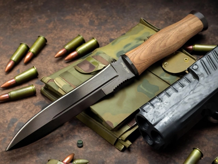 Нож Нескладной Милитари Тактический Черный с Деревянной Рукояткой MK34 - изображение 2