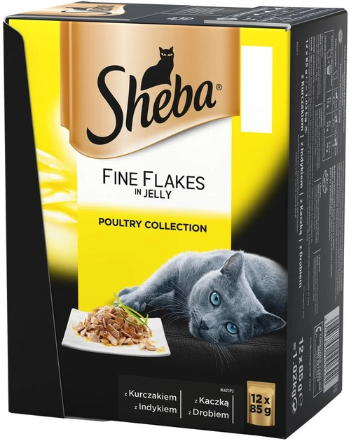 Вологий корм для дорослих котів Sheba Delicacy в желе зі смаком птиці 12x85 г (4770608256159) - зображення 1
