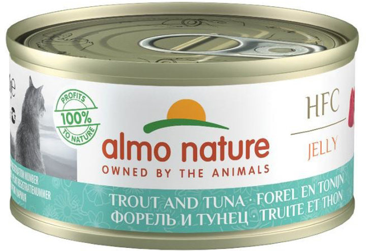 Mokra karma dla kotów dorosłych Almo nature hfc jelly pstrąg i tuńczyk 70 g (8001154121049) - obraz 1
