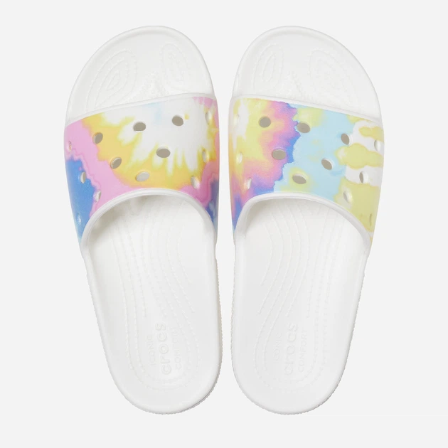Мужские шлепанцы для пляжа Crocs Tie-Dye Graphic Slide 206520-94S 48-49 (M13) 31 см Белые (1159806664) - Фото 4 Мужские шлепанцы для пляжа Crocs Tie-Dye Graphic Slide 206520-94S 48-49 (M13) 31 см Белые (1159806664) - изображение 4