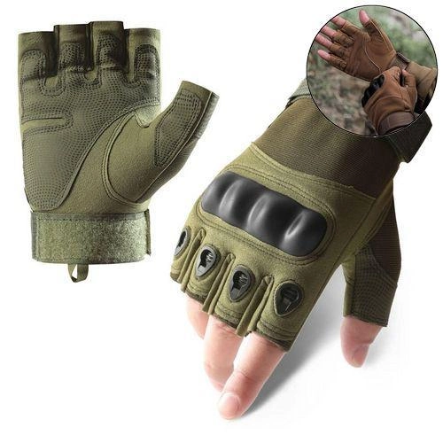 Перчатки тактические BDA; M/8; Олива. Универсальные тактические перчатки без пальцев. Армейские перчатки. - изображение 1