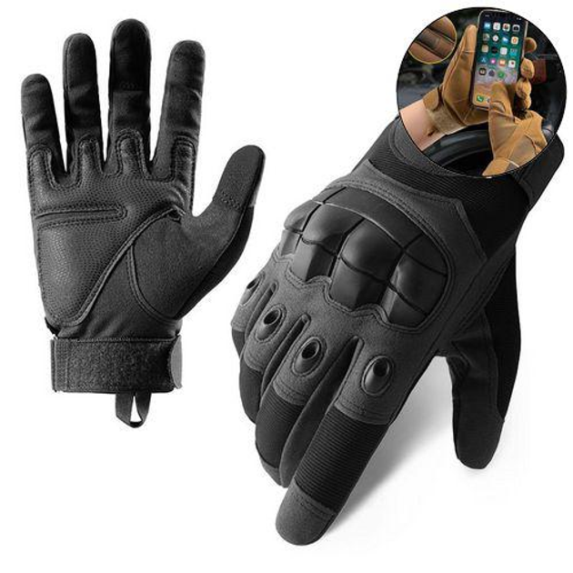 Рукавички тактичні сенсорні BDA; M/8; Ворон. Універсальні тактичні рукавички з пальцями. Армійські рукавички - зображення 1