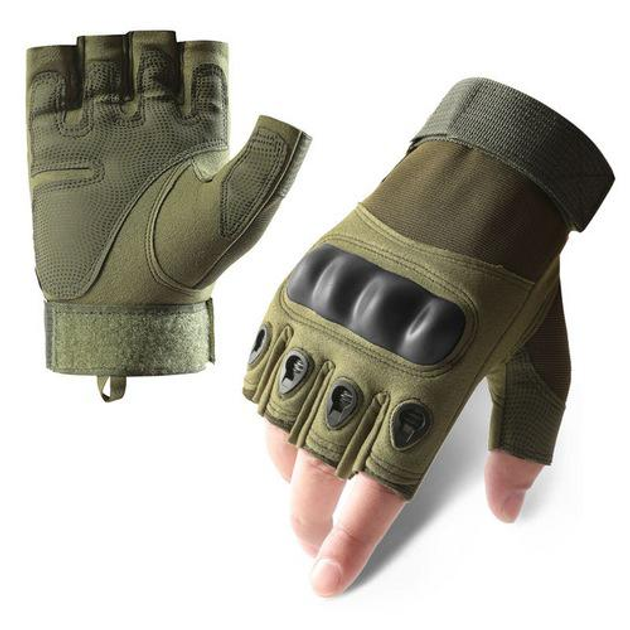 Перчатки тактические BDA; L/9; Зеленый. Универсальные тактические перчатки без пальцев. Армейские перчатки. - изображение 2