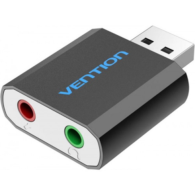 Звуковая плата USB Vention VAB-S17-B Audio USB – 2х3.5 мм jack Metal - изображение 1