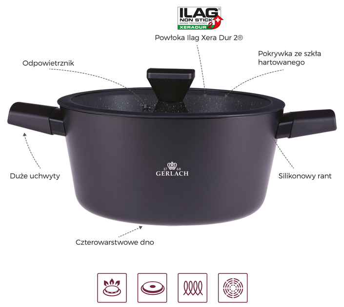 Garnek Gerlach GRANITEX Ilag Xera Dur 2 24 cm 4.4 l (5901035504707) - obraz 5