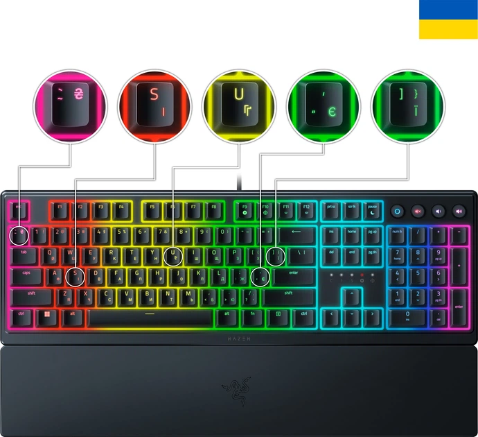 Клавіатура дротова Razer Ornata V3 UKR USB Black (RZ03-04462100