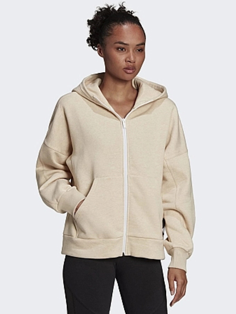 Толстовка на блискавці з капюшоном жіноча Adidas W Sl Hd Fz HE3096 S Бежева (4065423106544) - зображення 3