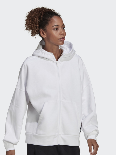 Толстовка на блискавці з капюшоном жіноча Adidas W Sl Hd Fz HE1742 L Біла (4065423148339) - зображення 3