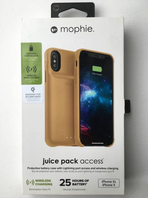 Чехол-аккумулятор с беспроводной зарядкой Mophie Juice Pack Access Power Bank 2000 mAh для Iphone X/XS Gold - Фото 4 Чехол-аккумулятор с беспроводной зарядкой Mophie Juice Pack Access Power Bank 2000 mAh для Iphone X/XS Gold - изображение 4