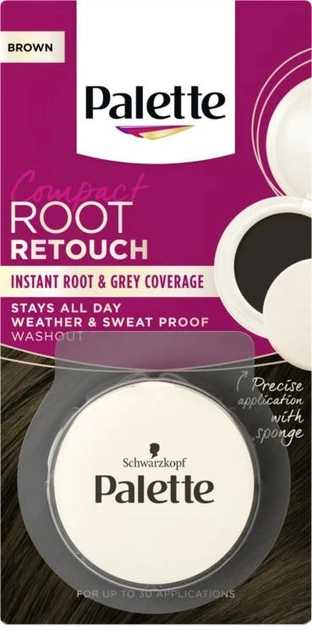 Korektor do odrostów i siwych włosów Schwarzkopf Palette Compact Root Retouch Brązowy 3 g (8410436409636/9000101664065) - obraz 1