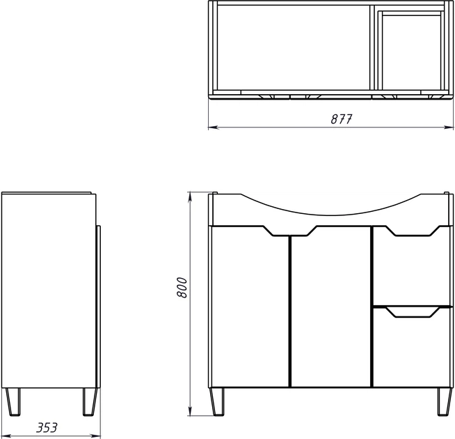 Тумба напольная ВАНЛАНД Wood W-90 G серая с раковиной Basic 90 - изображение 6