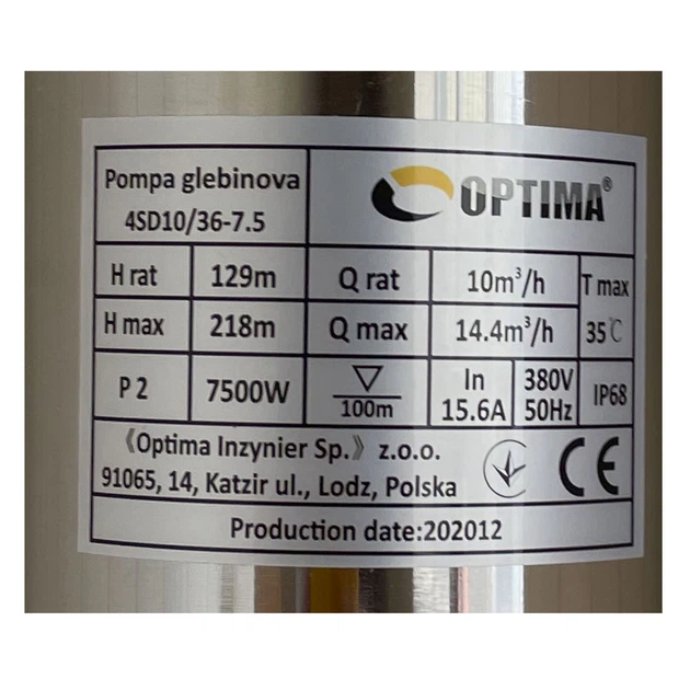 Насос скважинный с повышенной уст-тью к песку OPTIMA 4SD10/36 7,5 кВт 218м 3-х фазный - изображение 5