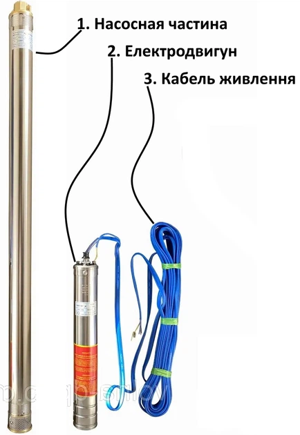 Насос скважинный с повышенной уст-тью к песку OPTIMA PM 3SDm2,5/15 0,55 кВт 65м + 1,5 м кабель - изображение 2