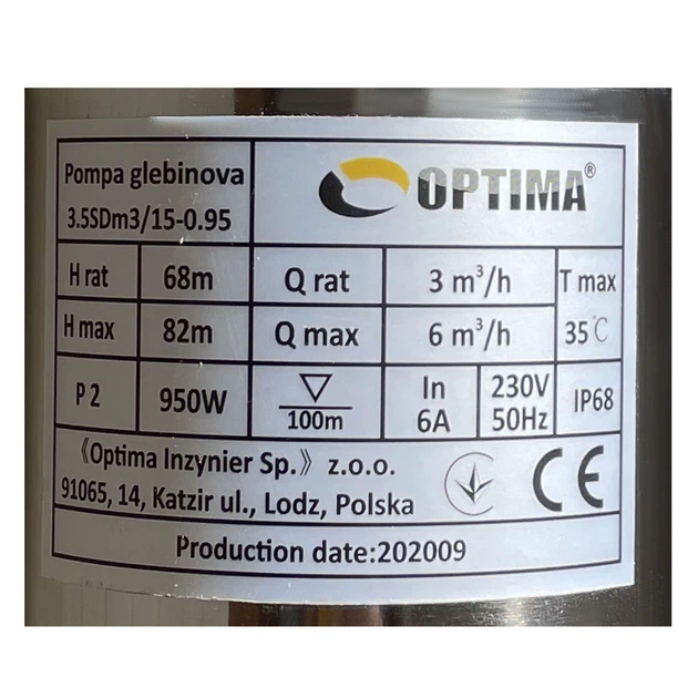 Насос скважинный с повышенной уст-тью к песку OPTIMA 3,5SDm3/13 0,95 кВт 82м кабель 1,5м NEW - изображение 6