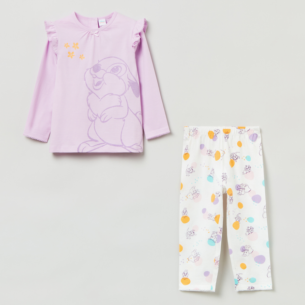 Піжама (футболка з довгими рукавами + штани) дитяча OVS Pyjamas Girl Lilac Snow 1816685 98 см Pink (8056781495599) - зображення 1
