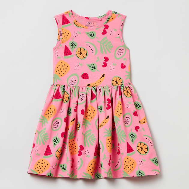 Дитячий літній сарафан для дівчинки OVS Aop Dress 15-2216 Aop 1804224 116 см Рожевий (8056781108383) - зображення 1