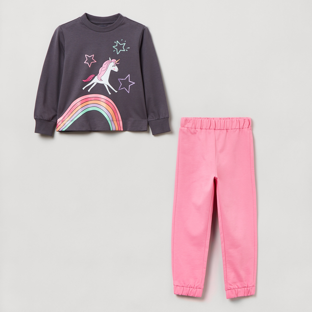 Костюм (світшот + штани) дитячий OVS Jogging W/Pr Prism Pink 1822304 110 см Pink (8056781591567) - зображення 1