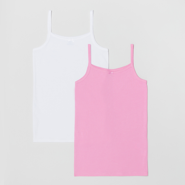 Набір майок 2 шт OVS Pk2 Singlet Cyclamen 1811091 158 см White/Pink (8056781250556) - зображення 1