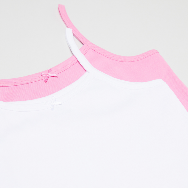 Набір підліткових майок 2 шт для дівчинки OVS Pk2 Singlet Cyclamen 1811143 158 см Білий/Рожевий (8056781251072) - зображення 3