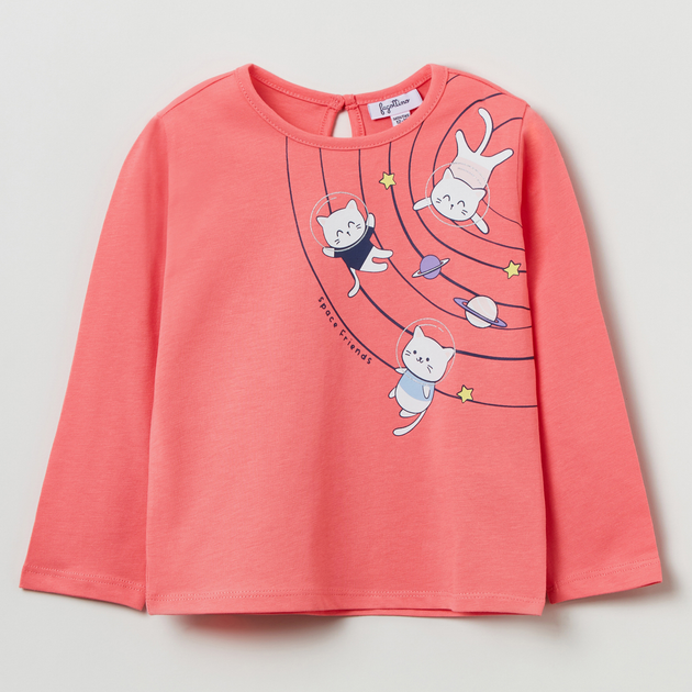 Koszulka z długim rękawem dziewczęca OVS T-Shirt W/Pr Shell Pink 1817543 86 cm Różowa (8056781510186) - obraz 1