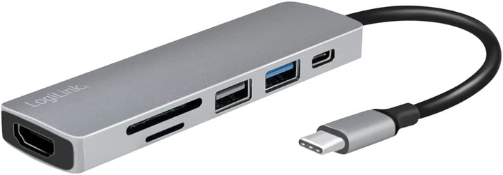 Hub USB 6 w 1 Logilink USB Type-C (4052792053067) - obraz 1