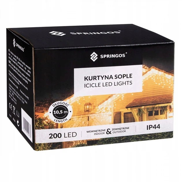 Гирлянда бахрома уличная (наружная) Springos 8 м 200 LED CL0202 Blue - Фото 6 Гирлянда бахрома уличная (наружная) Springos 8 м 200 LED CL0202 Blue - изображение 6