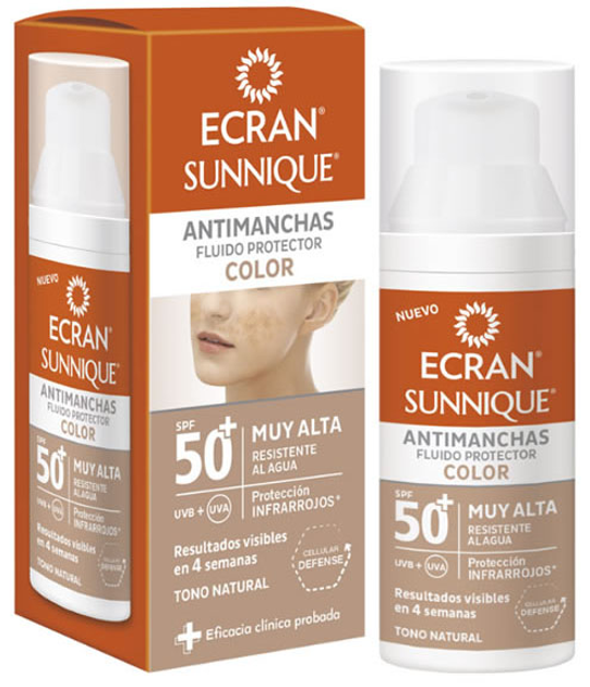 Fluid tonujący z ochroną przeciwsłoneczną Ecran Sunnique Spf 50 Antimanchas Color 50 ml (8411135484030) - obraz 1