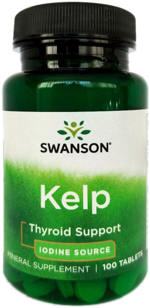 Дієтична добавка Swanson Келп 225 мкг 100 таблеток для підтримки щитовидної залози (87614117812) - зображення 1
