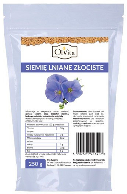 Olvita Siemię Lniane Złociste 250 g (5907591923426) - obraz 1