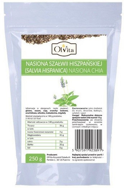 Olvita Nasiona Chia 250 g Szałwia Hiszpańska, Omega (5907591923891) - obraz 1