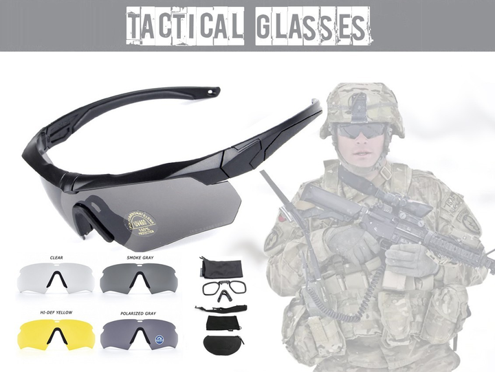 Очки защитные с 4-мя линзами crossbow polarized Черные - изображение 1
