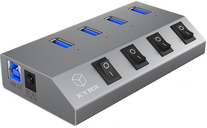 Hub USB Icy Box USB 3.0 4-w-1 (IB-HUB1405) - obraz 1