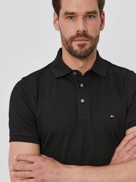 Koszulka polo męska Tommy Hilfiger MW0MW17770-BDS S Czarna (8720113849816) - obraz 4