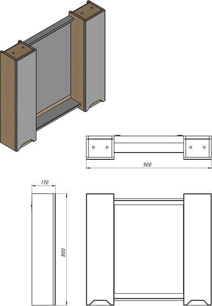 Зеркальный шкаф ВАНЛАНД Wood WMC-90 G серый - изображение 3