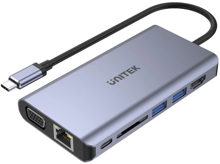 Hub USB Unitek USB Type-C 8-w-1 (D1019B) - obraz 1