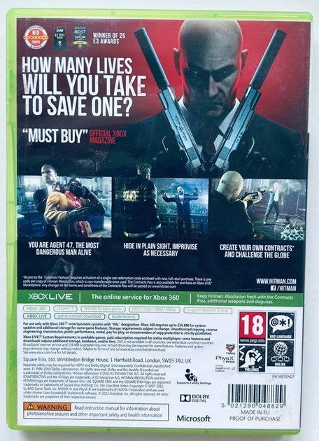 Hitman Absolution, Б/У, английская версия - диск для Xbox 360 - Фото 3 Hitman Absolution, Б/У, английская версия - диск для Xbox 360 - изображение 3