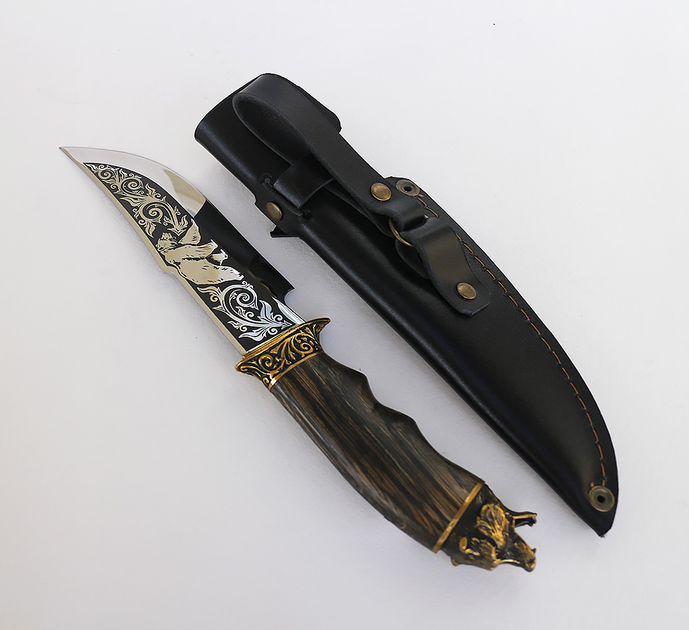 Охотничий нож Медведь бронза ручной работы Гранд Презент Н022 - изображение 2